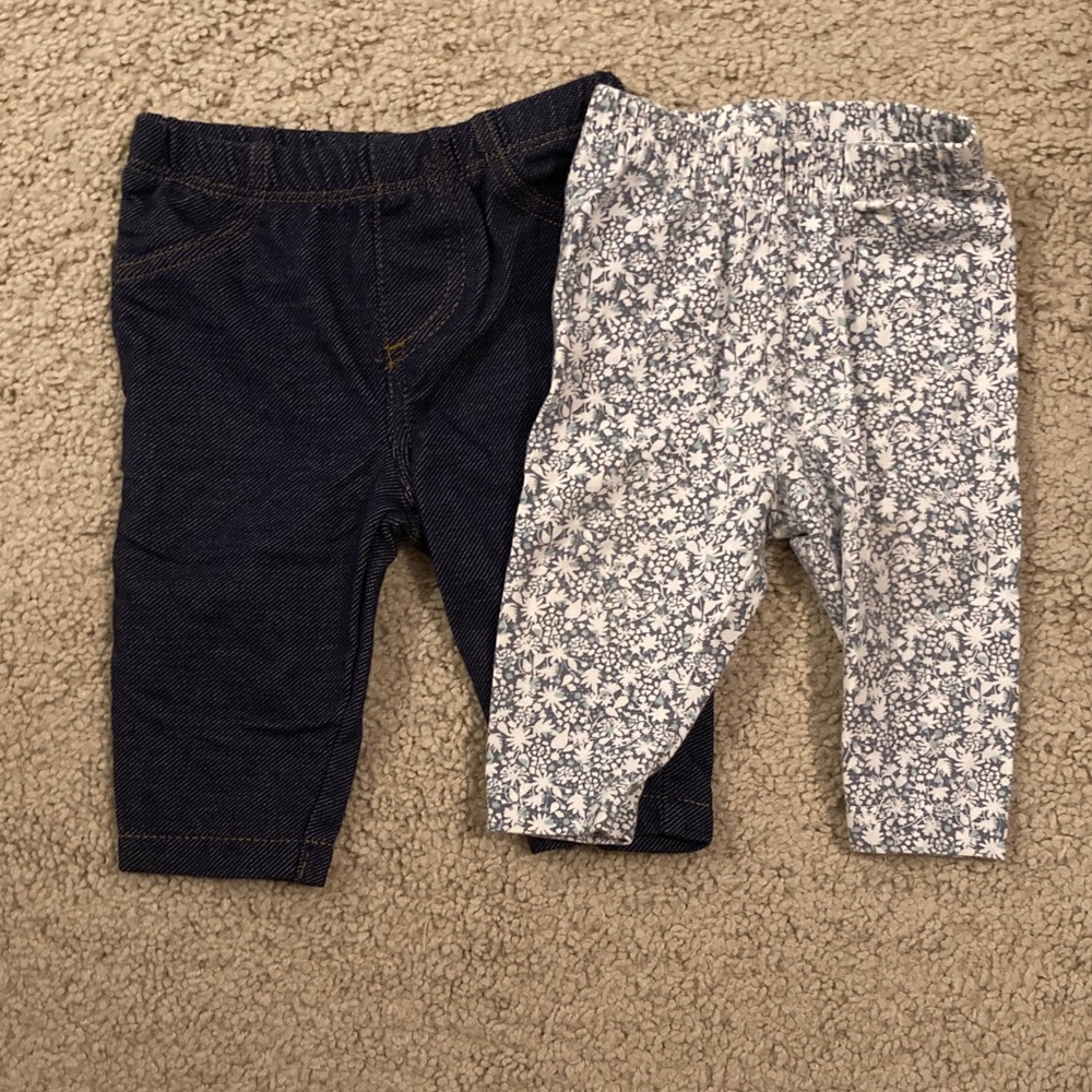 Carter's Kids Jeans and Floral Pants Set - Navy and White